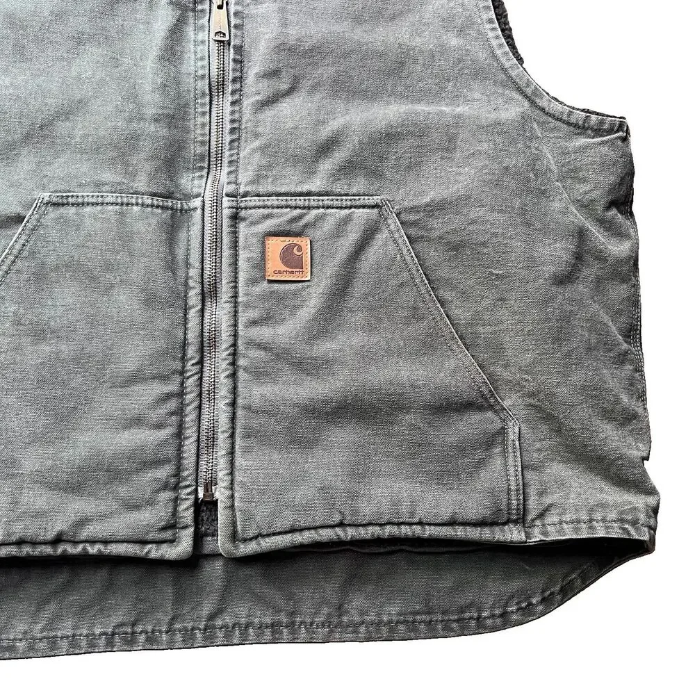Carhartt V26 GVL Sandstone Duck Sherpa Lined Work Vest Men's XL Regular - Picture 3 of 13